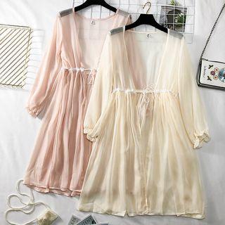 Tie-waist Chiffon Cardigan