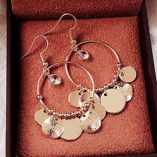 Alloy Disc Hoop Earring