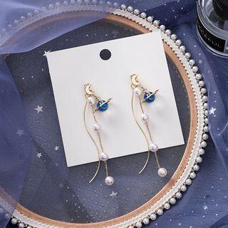 Faux Pearl Planet Fringed Earring 1 Pair - As Shown In Figure - One Size