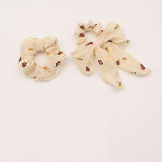 Floral Print Scrunchie / Bow Hair Tie