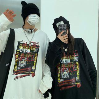 Couple Matching Print Round-neck Sweatshirt