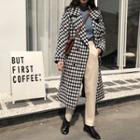 Double Breasted Plaid Long Coat Plaid - One Size