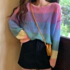 Striped Loose-fit Sweater As Shown In Figure - One Size