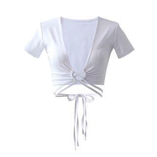 Short-sleeve Cropped Strappy T-shirt