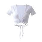Short-sleeve Cropped Strappy T-shirt