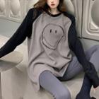 Smiley-face Oversized Raglan T-shirt