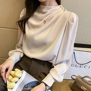 Mock-neck Draped Blouse