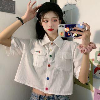 Short-sleeve Pocket Crop Polo Shirt