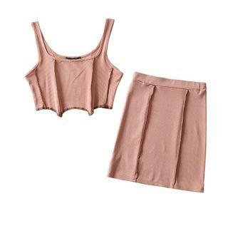 Cropped Tank Top / Mini Fitted Skirt