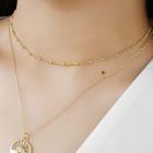925 Sterling Silver Bead Necklace Gold - One Size
