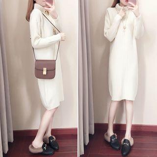 Turtleneck Midi Sweater Dress Off-white - One Size