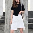 Short-sleeve Asymmetrical T-shirt / A-line Skirt