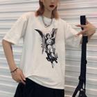 Angel Print Short-sleeve T-shirt White - One Size