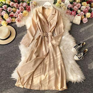 Double-breasted Long-sleeve Midi Trench Coat