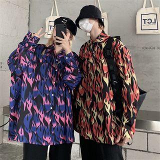 Flame Print Long-sleeve Shirt