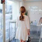 3/4-sleeve Pleated-trim A-line Sheath Dress