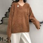 V-neck Sweater With Pin
