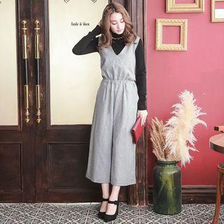 V-neck Smocked-waist Jumpsuit