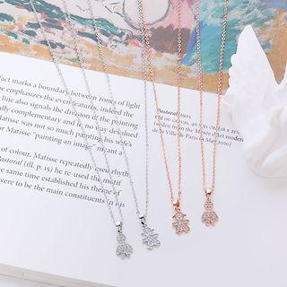Couple Matching 925 Sterling Silver Rhinestone Doll Necklace
