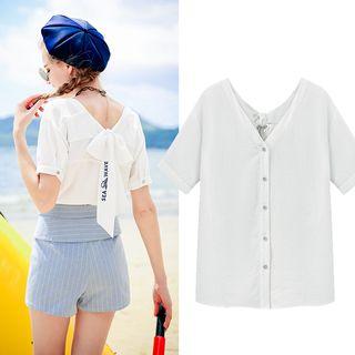 Short-sleeve Bow Back Shirt