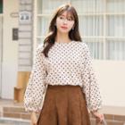 Puff-sleeve Polka-dotted Top