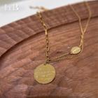 Disc Pendant Alloy Necklace Gold - One Size