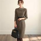 Tall Size 3/4-sleeve Patterned Dress