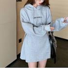 Letter Embroidered Mini A-line Hoodie Dress