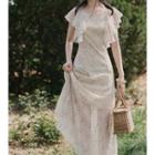 Cap-sleeve Lace Midi Dress