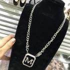 Alloy Square Letter M Pendant Necklace As Shown In Figure - One Size