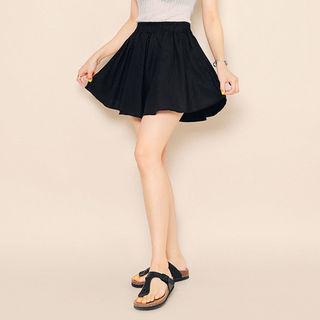 Band-waist Linen Blend Skort