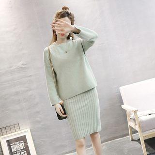 Set: Plain Sweater + Plain Knit Skirt