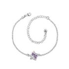 Fashion Simple Star Purple Cubic Zircon Anklet Silver - One Size