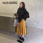 Striped Boxy Sweater / A-line Midi Skirt