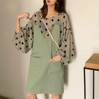 Heart Long-sleeve Top / Strappy Jumper Dress