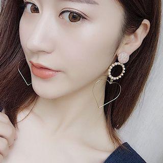 Heart Faux Pearl Drop Earring