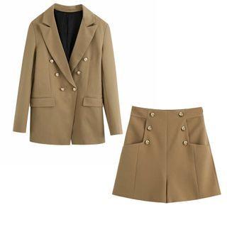Double Breasted Blazer / High-waist Dress Shorts