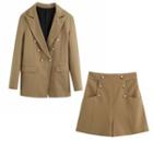 Double Breasted Blazer / High-waist Dress Shorts