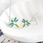Set: Dragonfly Necklace + Ear Stud 2260 - 01 - Silver - One Size