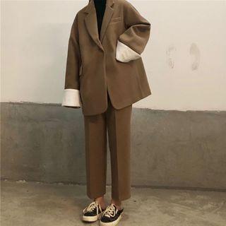 Buttoned Coat / Cropped Straight-cut Pants