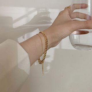 Layered Chain Bracelet 2 Layers - Chain - Gold - One Size