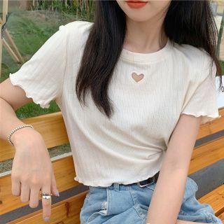 Ruffle Trim Cutout T-shirt