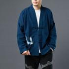 Crane Embroidered Frog-button Jacket