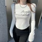 Long-sleeve Lettering Sheath Sweatshirt