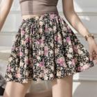Plus Size Floral Chiffon A-line Skirt