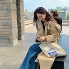 Corduroy-collar Oversize Mac Coat