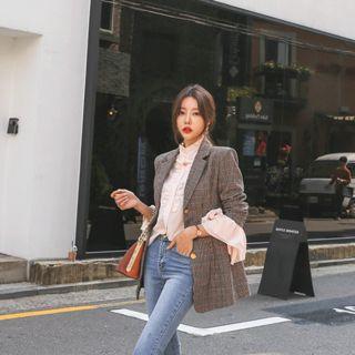 Houndstooth Wool Blend Slim-fit Blazer