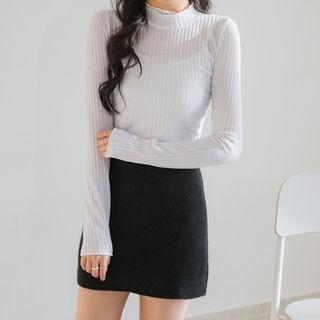 Layered-neck Ribbed Top