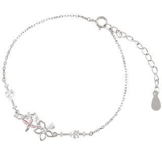 Flower Rhinestone Alloy Bracelet 1 Piece - Silver - One Size