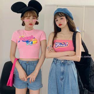 Printed Crop T-shirt / Printed Tube Top